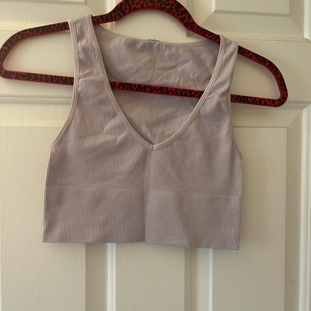 purple lycra cropped tank top